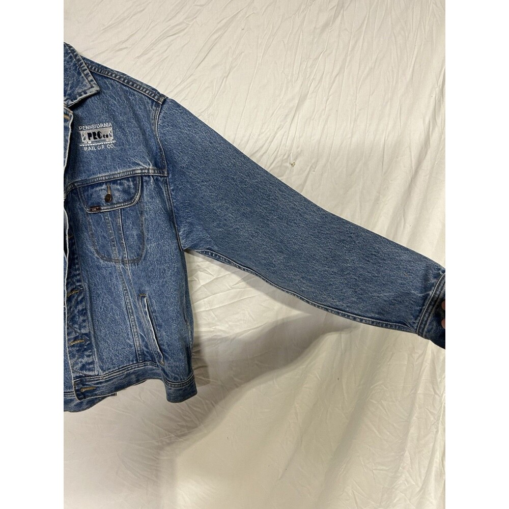Vintage Levis Denim Jacket Mens Blue Jean Grunge 90s Y2K Pennsylvania Railroad - Picture 5 of 16